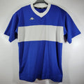 RARE VINTAGE KAPPA V NECK EMBROIDERED LOGO BLUE SOCCER JERSEY MADE IN USA SIZE L