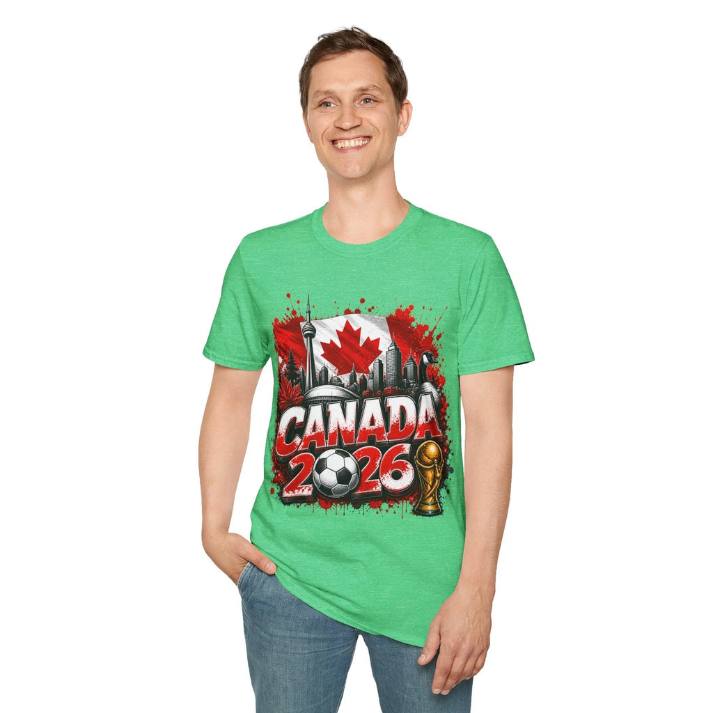 Canada 2026 Soccer Skyline T-Shirt | Maple Leaf CN Tower