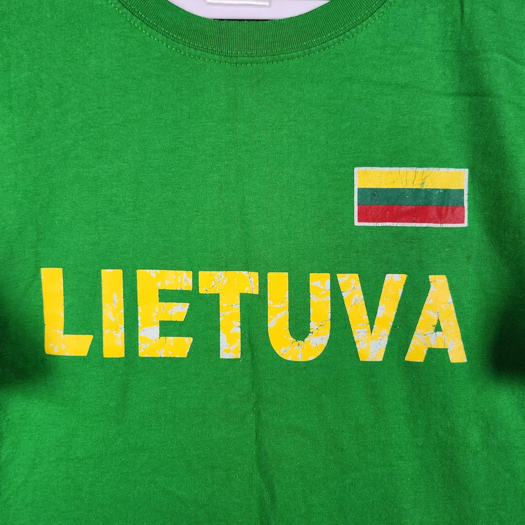 Vintage Lithuania Lietuva Shirt Mens 2XL Green Flag Graphic Soccer Futebol Logo