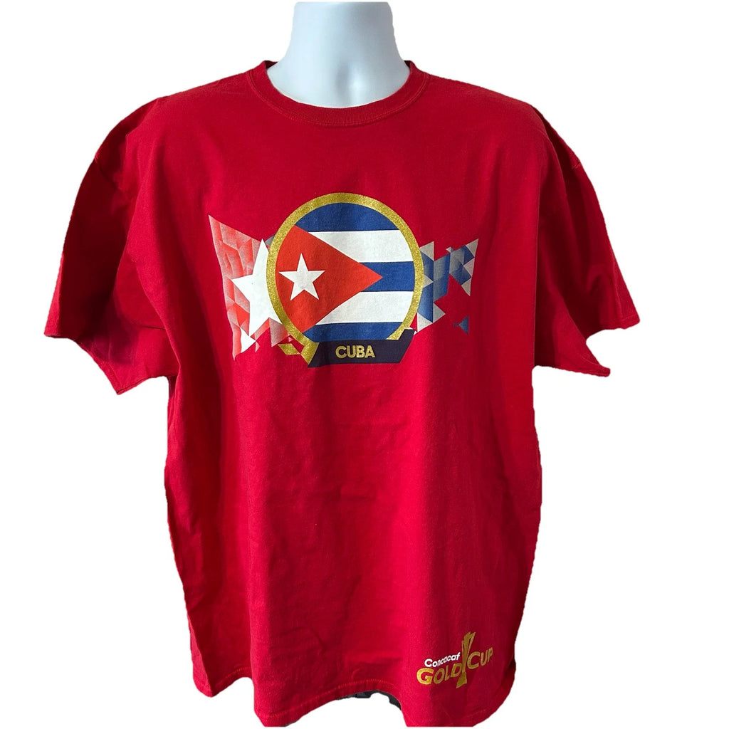 Cuba Soccer National Team Gold Cup Shirt Men 2XL Red Short Sleeve Cuban Flag