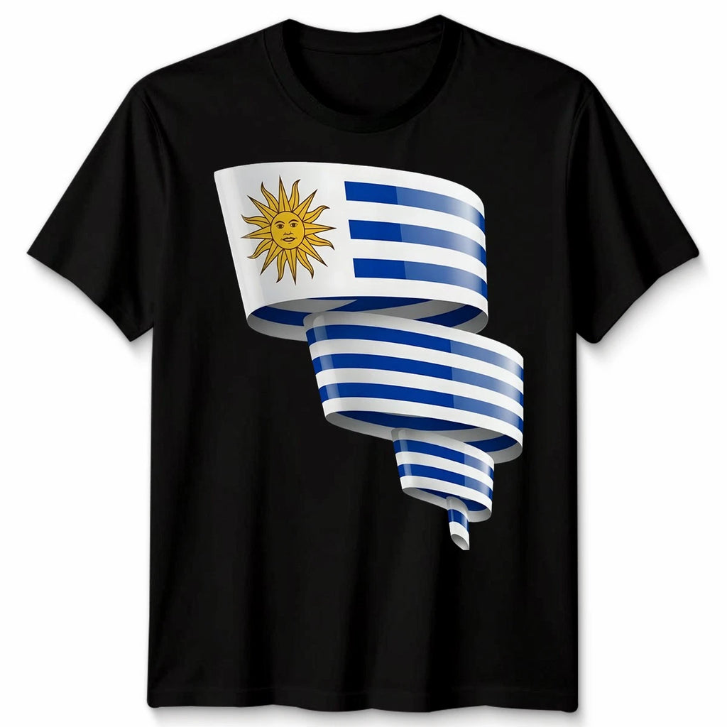 Curled Uruguay Flag ShirtFootball Unisex Tshirt National Pride Gift Tee