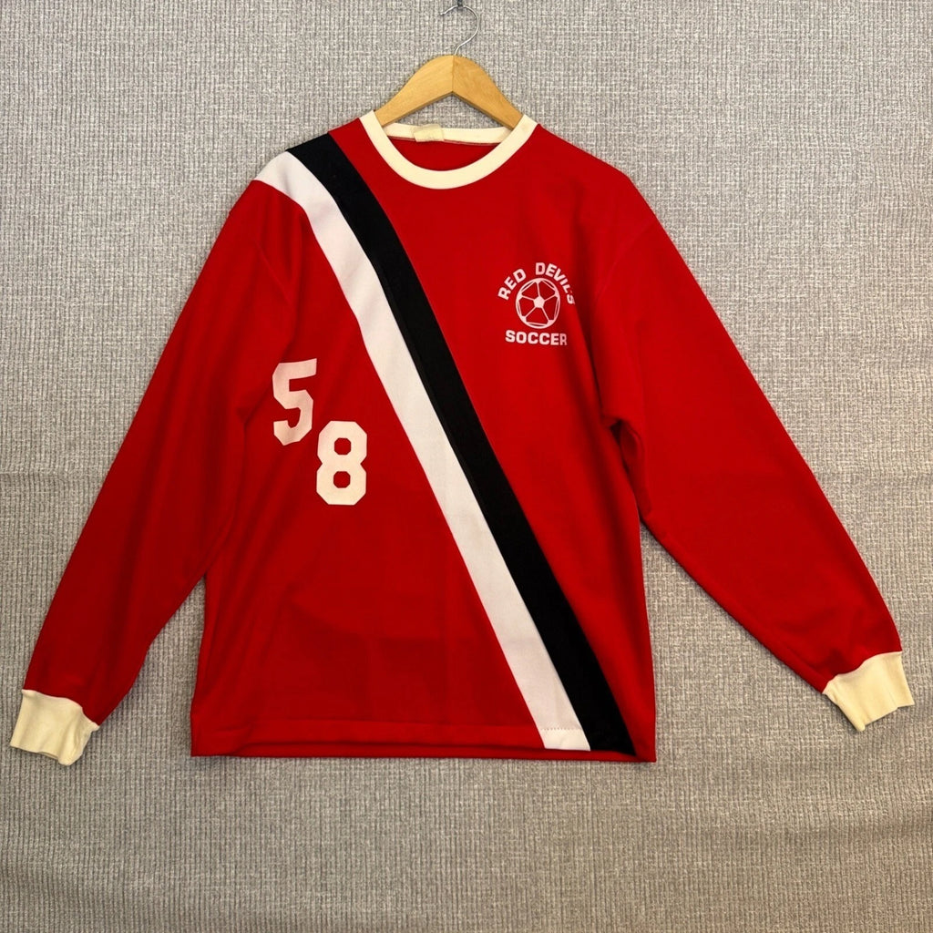 Vintage TT Soccer Jersey Red Devils 58 Long Sleeve Mens Large L