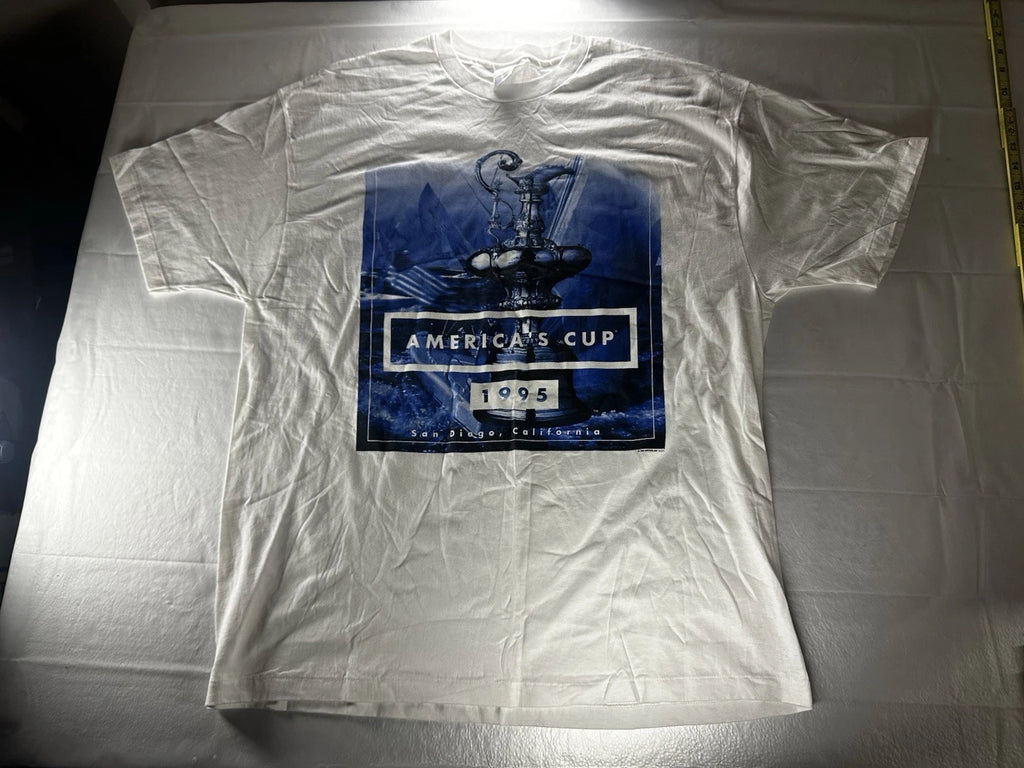 VTG 1995 America’s Cup T Shirt Men’s XL White Soccer Futbol Sailing Made in USA