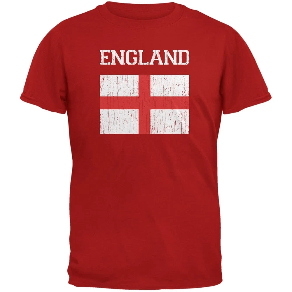World Cup Distressed Flag England Red Adult T-Shirt