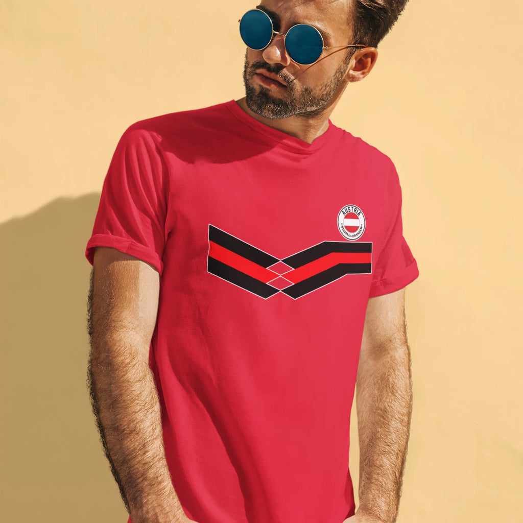 Mens AUSTRIA Retro Strip Style Football TShirt World Cup 2026 Kit Jersey