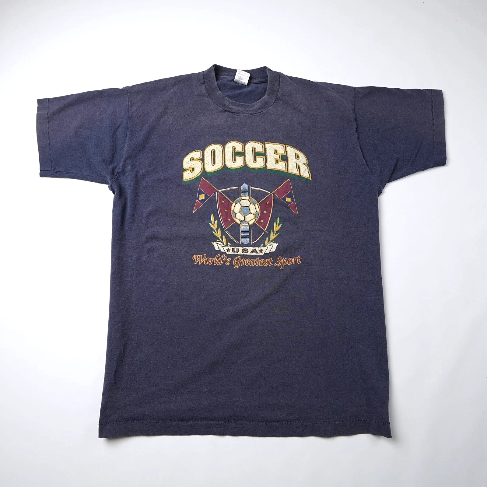 USA Soccer Worlds Greatest Sport Vintage 90s T Shirt Mens XL World Cup Navy