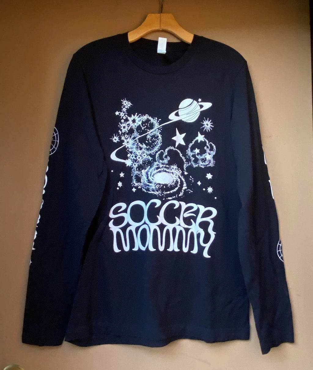 Soccer Mommy Long Sleeve Band T-shirt Tee Space Planets Black Size Large L
