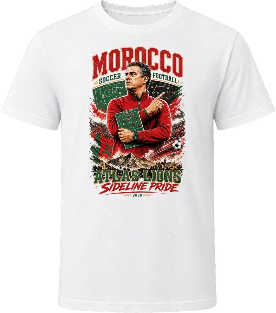 Morocco Soccer Football Coach Atlas Lions Sideline Pride T Shirt