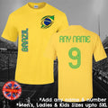Brazil Football Fan T-shirt Personalised Mens Ladies Kids Euros World Cup Brasil
