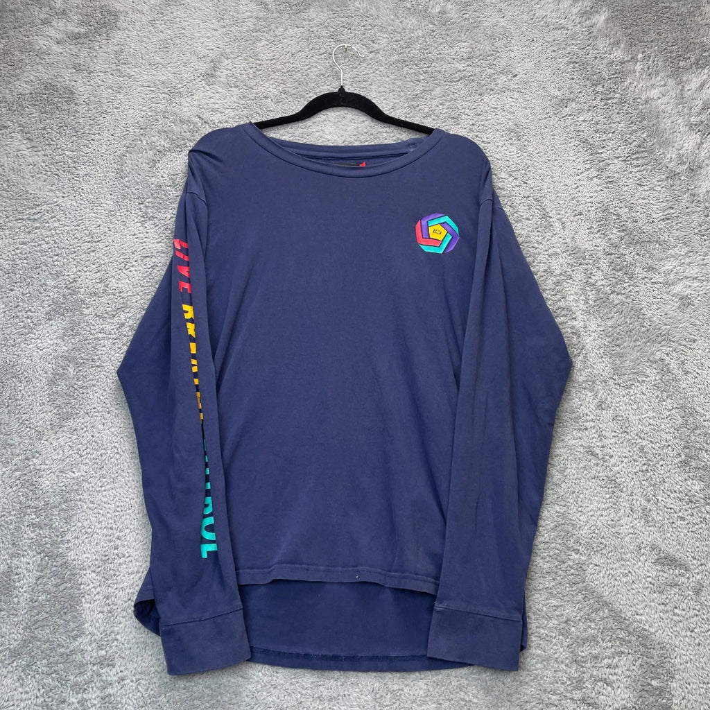Live Breathe Futbol Shirt Mens Medium Blue Graphic Soccer Football Athleisure