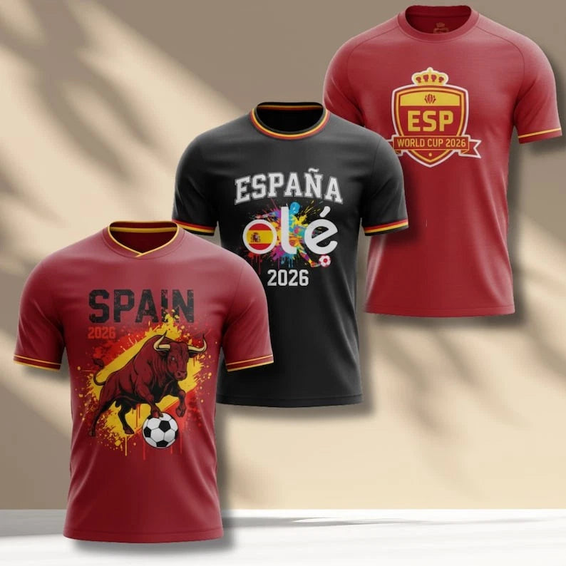 Personalized Spain WC 2026 Soccer Fan Shirt, Red Yellow Football Graphic PRINT