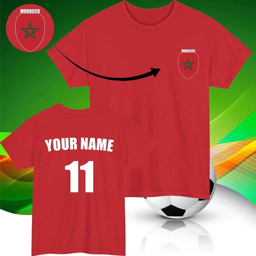 Personalised Morocco Football T-Shirt Custom Name And Number Sports Lover Top