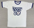 Vintage Champion Soccer Bowl 80 Shirt Sz L White Ringer NASL 1980s Double Sided
