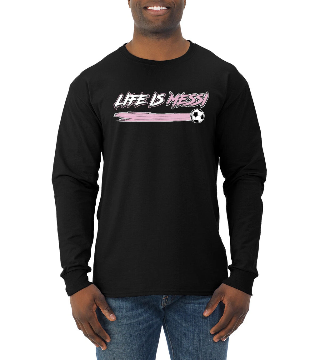 Life Is Miami Soccer GOAT Sports Men Long Sleeve Shirt