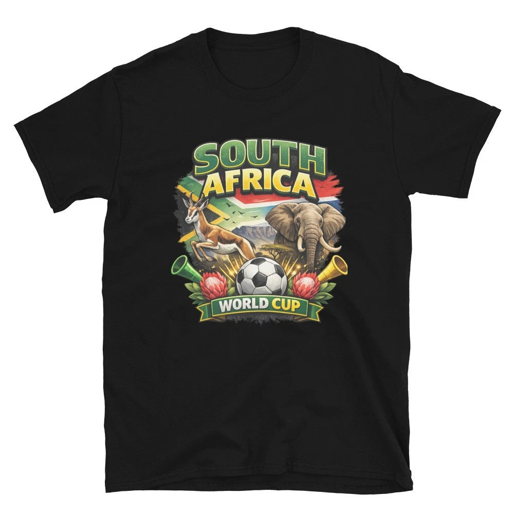 South Africa World Cup Football Fan T-Shirt Gold, Green & Black Unisex