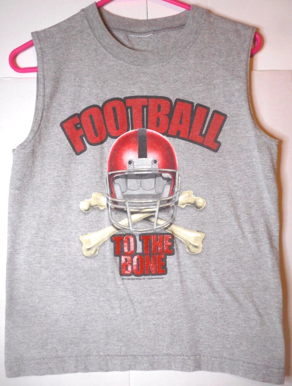 Football TO THE BONE Men's Gray Muscle T-shirt Coed Sportswear READ FOR SIZE