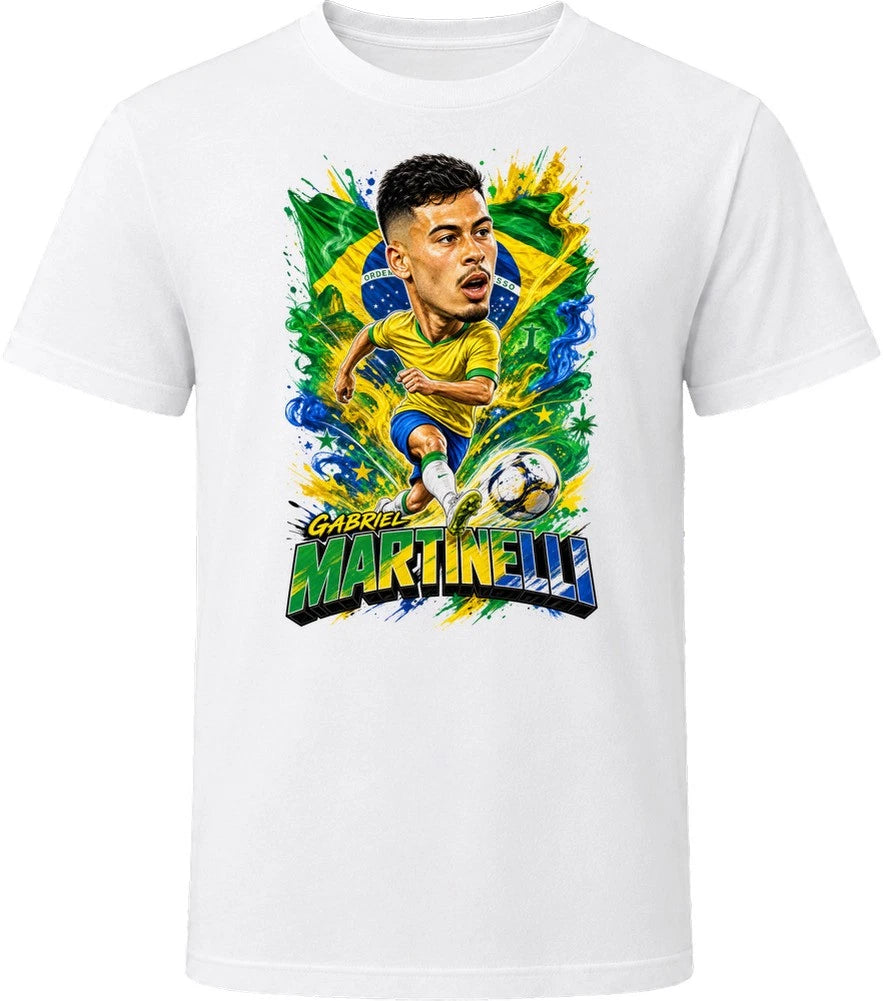 Gabriel Martinelli Brazil Soccer Caricature 2026 World Cup T Shirt