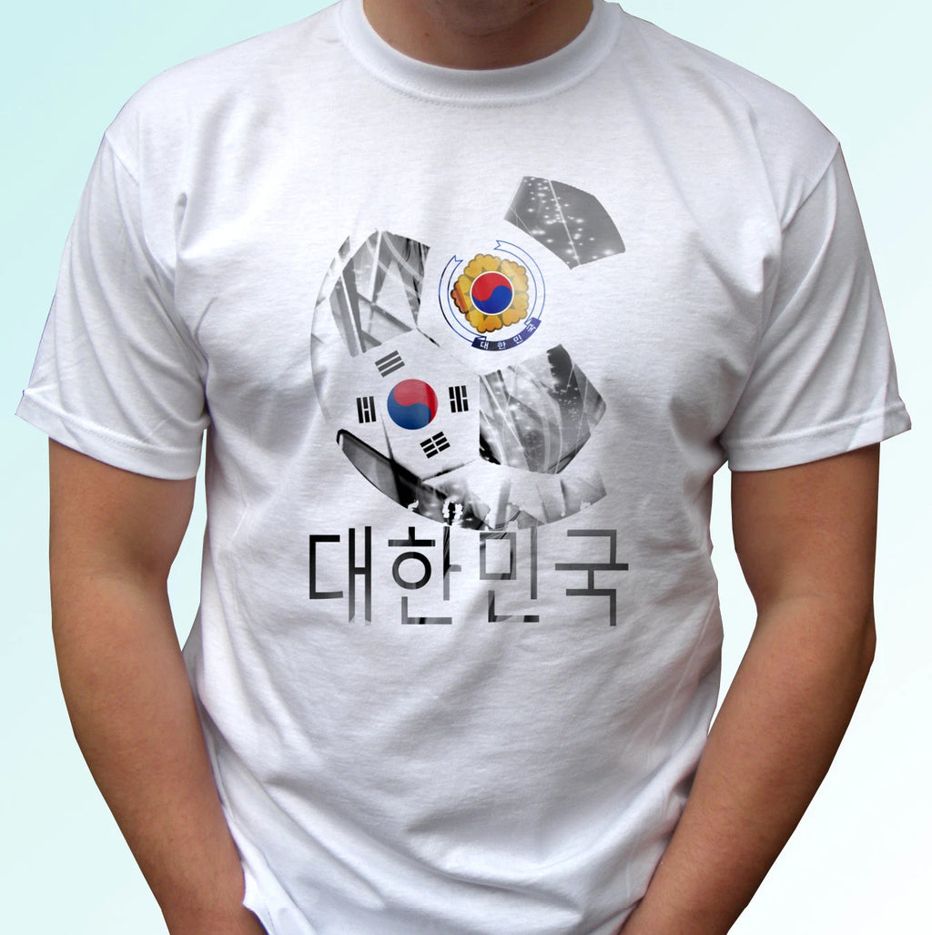 South Korea flag white t shirt design soccer gift cup top tee all sizes