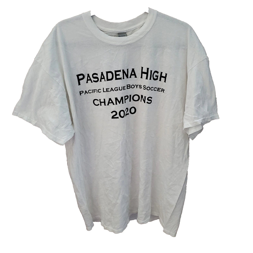Pasadena High Soccer Champions 2020 Shirt White XL SS Pacific League Bulldogs