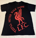 Liverpool FC Liver Bird Crest You’ll Never Walk Alone Black Shirt Size L
