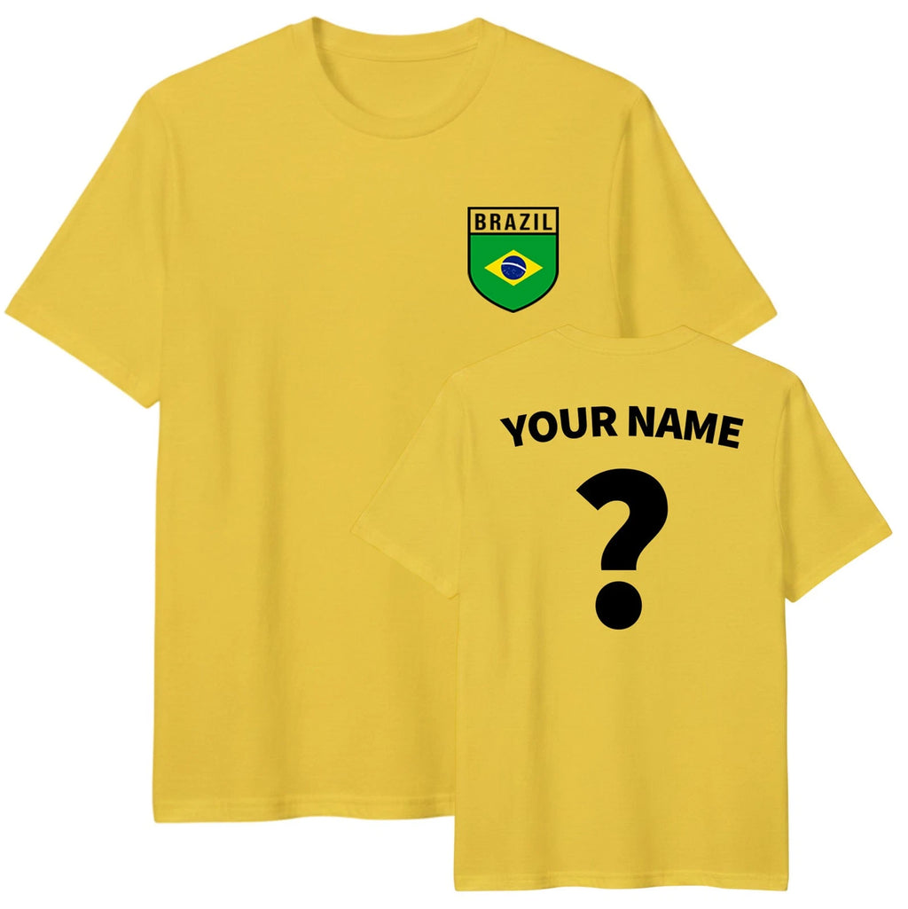 Personalised Brazil football T-Shirt,Custom Name and Number Tee,Brazil Badge Top