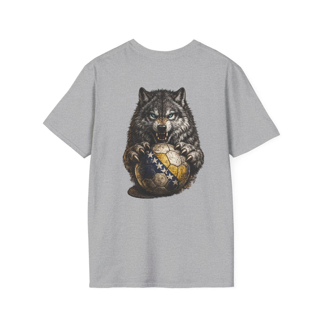Bosnia Herzegovina Wolf Soccer Ball T-Shirt Football Fan Graphic Tee Back Print