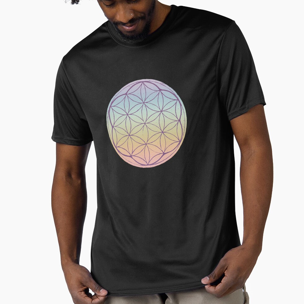 Flower of Life Linocut - Rainbow Sorbet + Plum by Irene Estelle