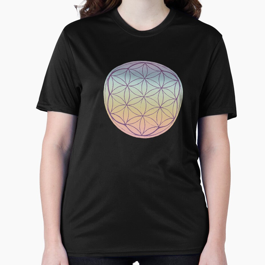 Flower of Life Linocut - Rainbow Sorbet + Plum by Irene Estelle