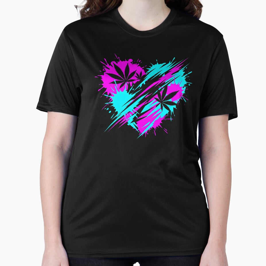 Neon Stoner Splatter Heart Cannabis Art 2026 by MarCinu Art