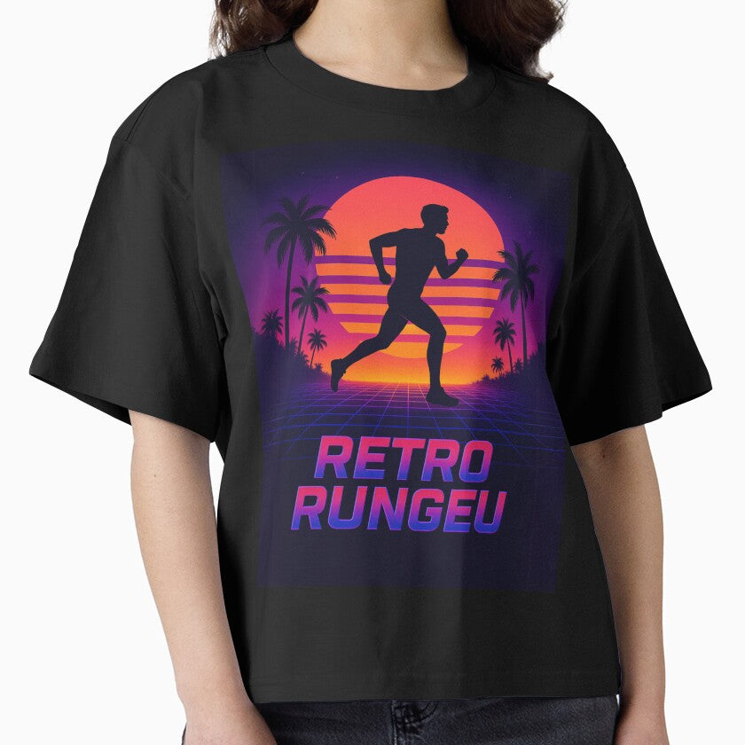 Retro Runner T-Shirt – 80s Vaporwave Neon Grid Sunset Aesthetic by Laugh & Rewind