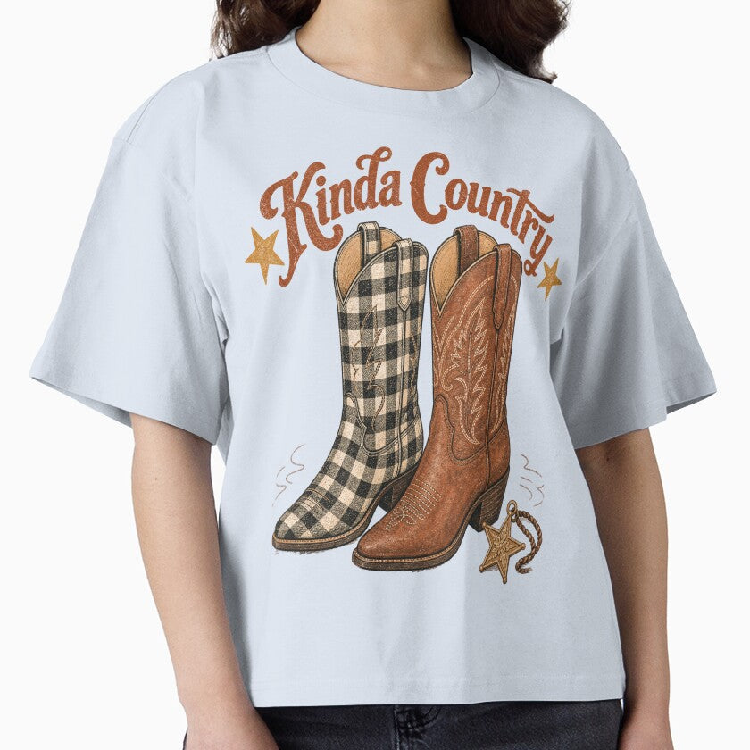 Kinda Country Western Boots T-Shirt, Unisex Country Aesthetic Tee by Dbm Teeverse