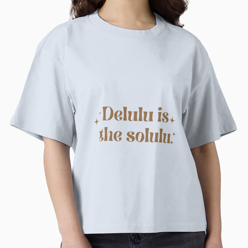 Delulu Is the Solulu Meme Quote – Aesthetic Typography Design (Brown) by designsoftinaa