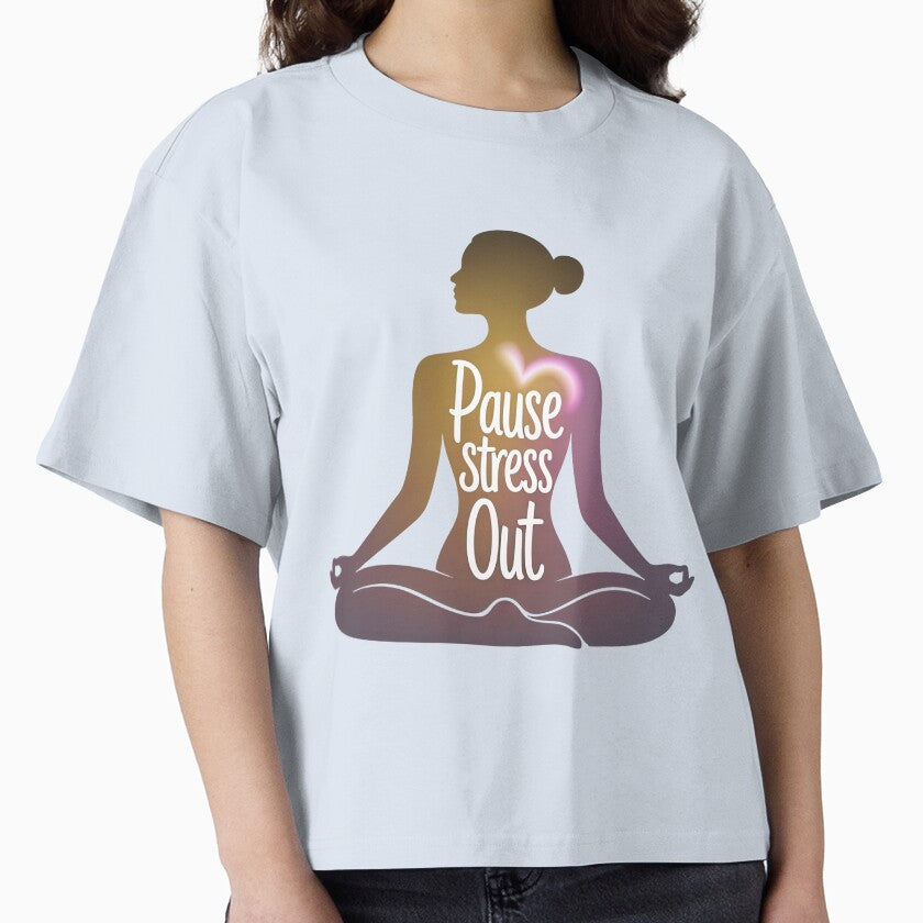 Pause Stress Out Glowing Heart Meditating Silhouette by 108stillness