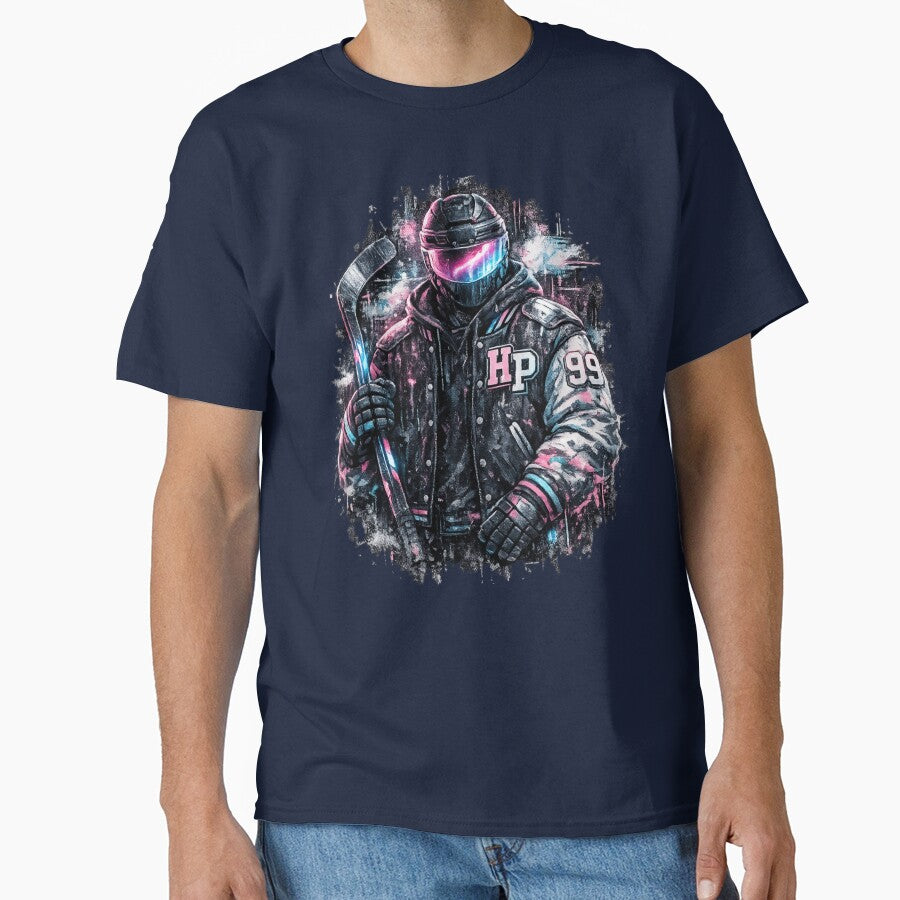 yber Hockey Futuristic Varsity Streetwear Shirt by EchoPrint Co.