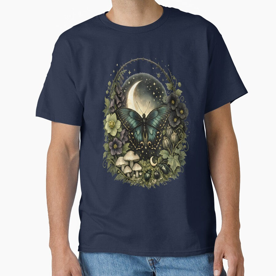 Moonlit Moth Botanical Wreath Design by SasmitaStudioCo