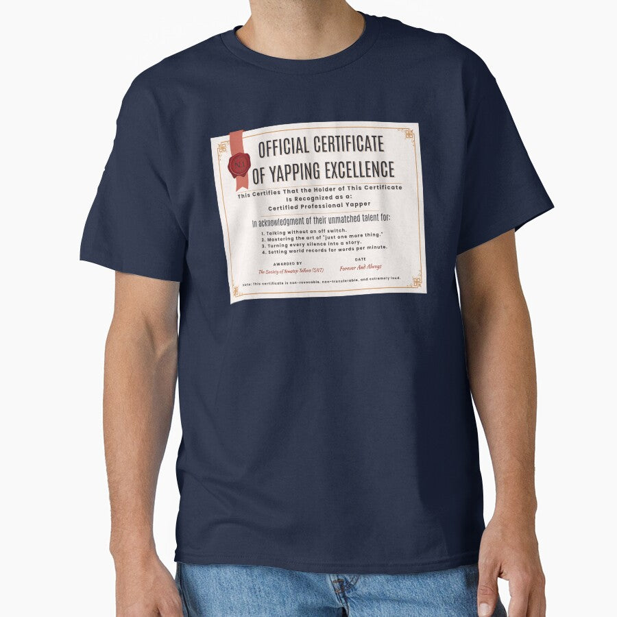 Funny Official Certificate Of Yapping Excellence | Yapper | Professional Yapper by HosvPrint .s