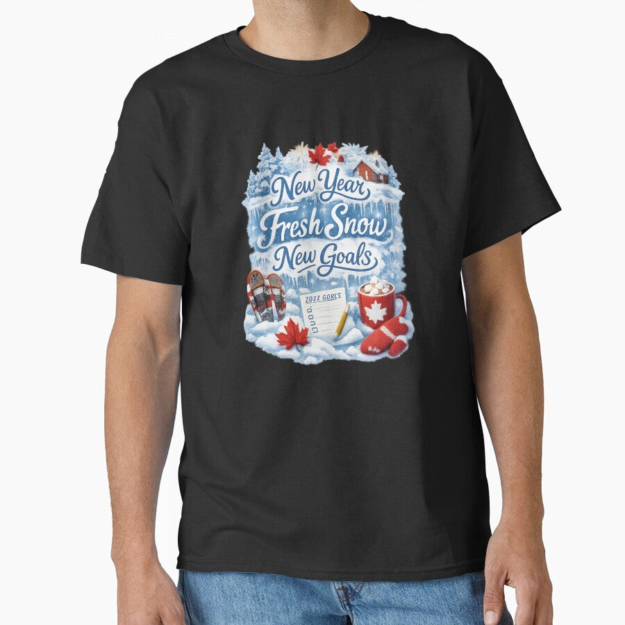 New Year, Fresh Snow, New Goals – Canadian Winter Maple Leaf Design by mocci10