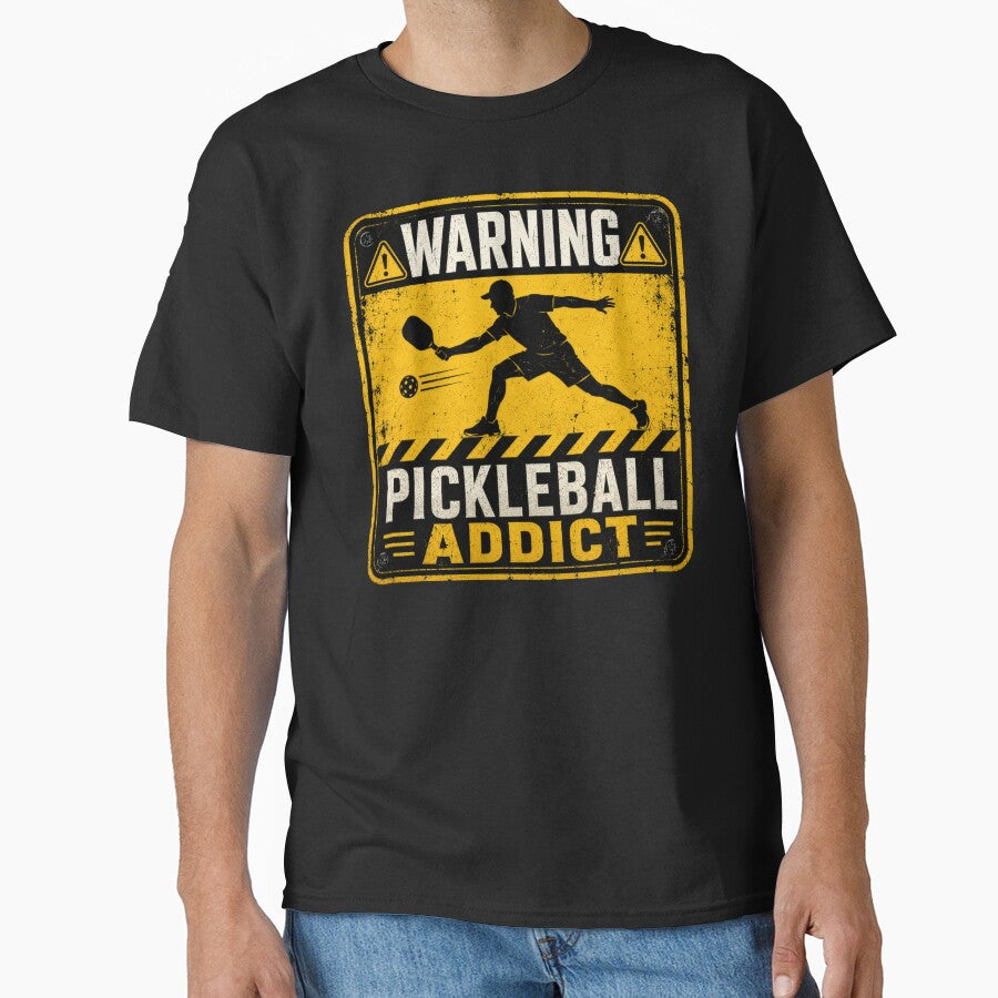 Warning Pickleball Addict Funny Vintage Sign | Pickleball Player Gift by Bisonia