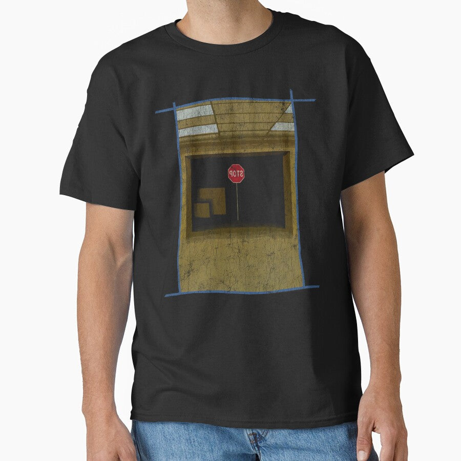 Backrooms Door Stop Sign Distressed by Power Up Prints