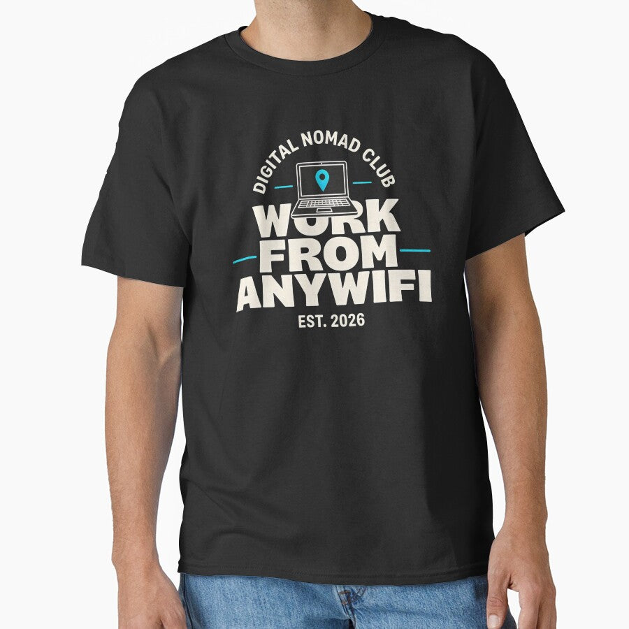 WORK FROM ANYWIFI – Digital Nomad Club Retro Remote Work Tee by Dazai_shop⭐⭐⭐⭐⭐