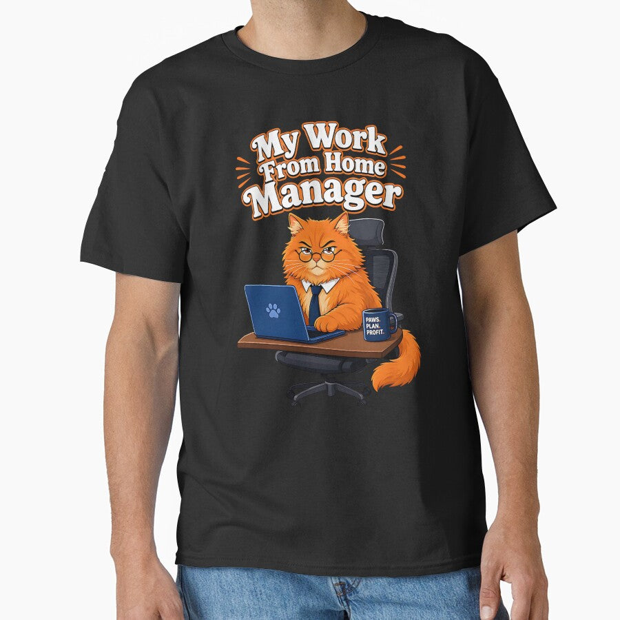 Work From Home Cat Manager Funny Design by SpeakingPrint2
