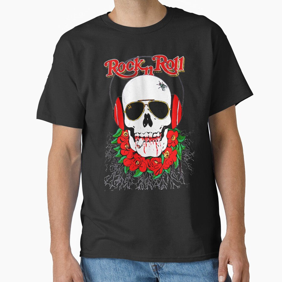 Rock And Roll Hippie Skull With Headphones by JuniorFranecki