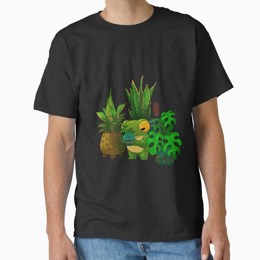 cute frog taking care of plants and tadpole artwork asian style by DingHuArt