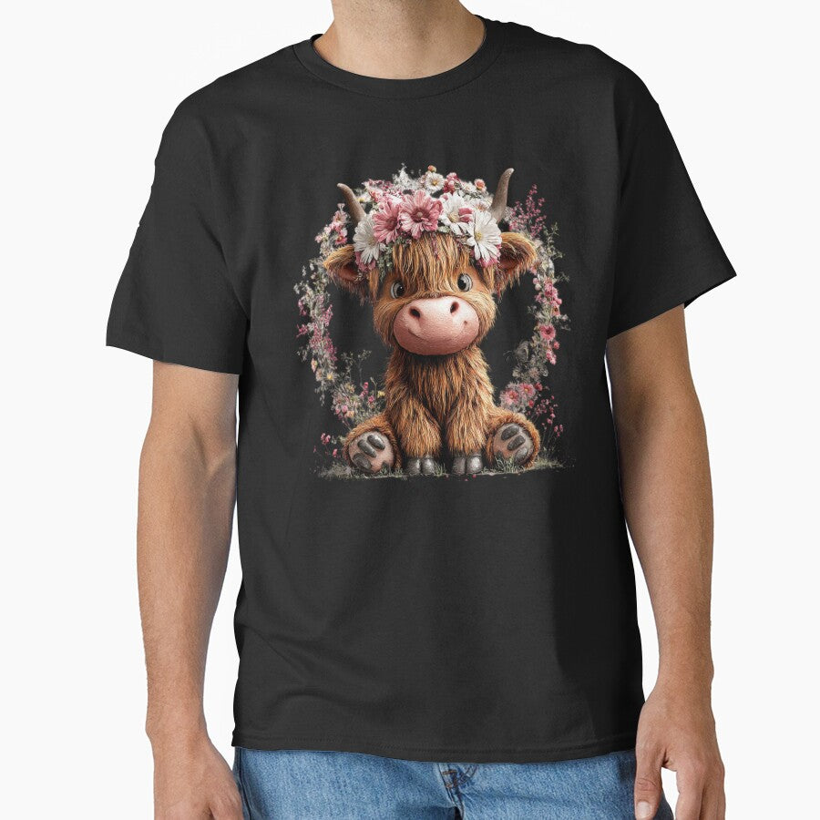 Highland Cow with Flower Crown by perijun