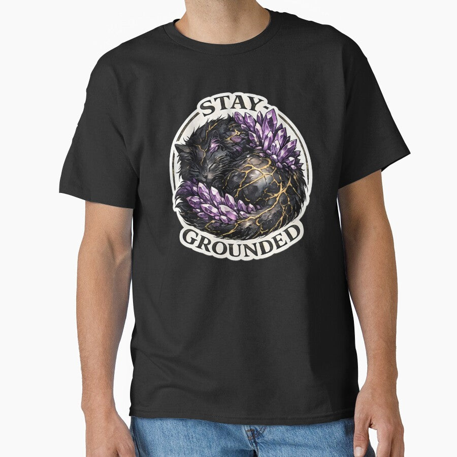 Stay Grounded Black Cat Amethyst Kintsugi by chattsuede