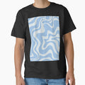 Retro Liquid Swirl Abstract Pattern in Pastel Powder Blue by kierkegaard
