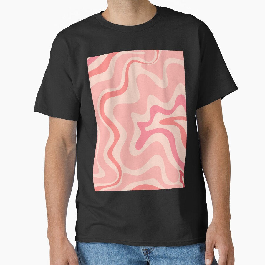 Liquid Swirl Retro Contemporary Abstract in Soft Blush Pink by kierkegaard