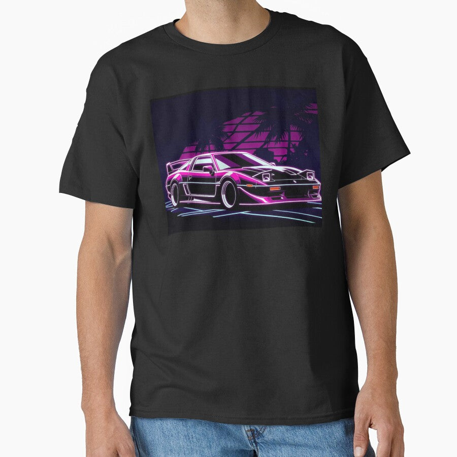 Neon Synthwave Retro Muscle Car Outrun Sunset Art by Nexus Space