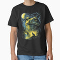 Frog Howling to the Moon Retro Nature Graphic Shirt by MOUL-TMER