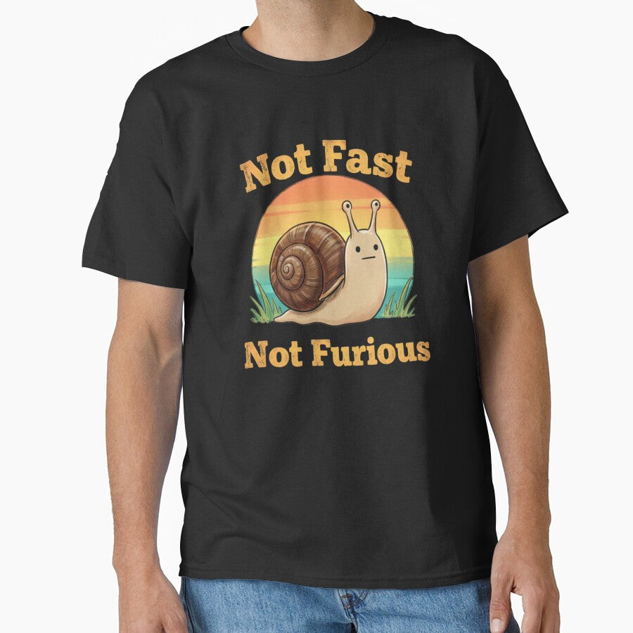 Not Fast Not Furious Funny Slow Snail Retro Sunset Gift by Zizo-DR44